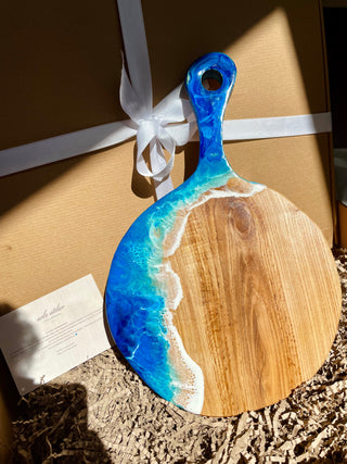 Saplı Dalga Desenli Ahşap Kesme Tahtası