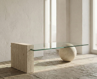 🪨 AXIS | Traverten & Cam Sehpa