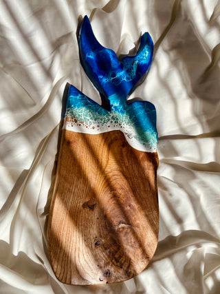 🌊 Balık Kuyruklu – El Yapımı Epoksi  Sunum Tahtası