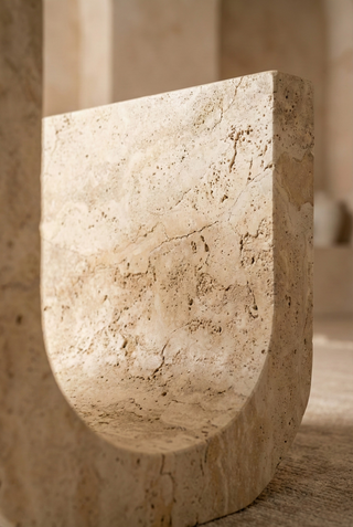 🪨 KION U | Traverten & Cam Orta Sehpa