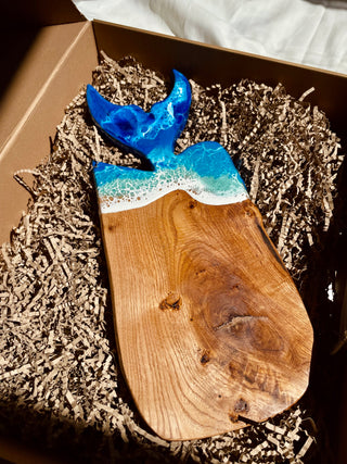 🌊 Balık Kuyruklu – El Yapımı Epoksi  Sunum Tahtası