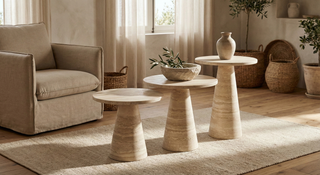 🪨 THALEA | Traverten Yan Sehpa