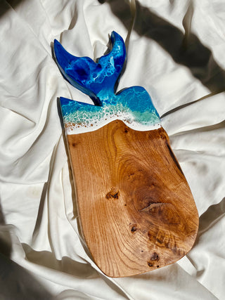🌊 Balık Kuyruklu – El Yapımı Epoksi  Sunum Tahtası