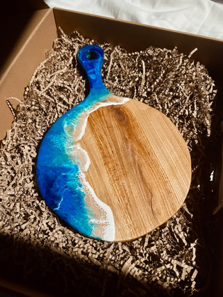 Saplı Dalga Desenli Ahşap Kesme Tahtası